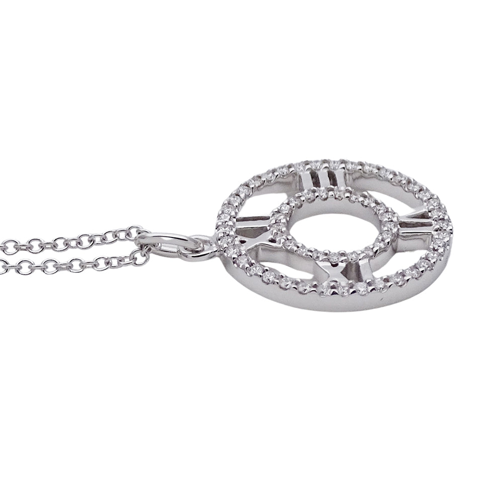 TIFFANY&Co. ティファニー アトラス オープン メダリオン ネックレス 750WG ホワイトゴールド ダイヤモンド レディース 磨き済み 【中古】