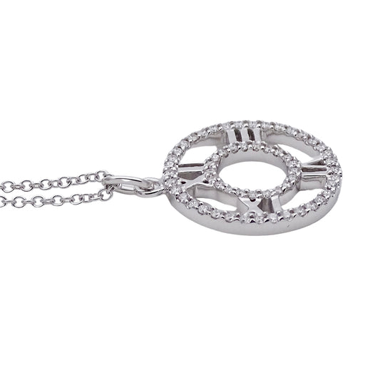 TIFFANY&Co. ティファニー アトラス オープン メダリオン ネックレス 750WG ホワイトゴールド ダイヤモンド レディース 磨き済み 【中古】