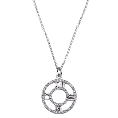 TIFFANY&Co. ティファニー アトラス オープン メダリオン ネックレス 750WG ホワイトゴールド ダイヤモンド レディース 磨き済み 【中古】
