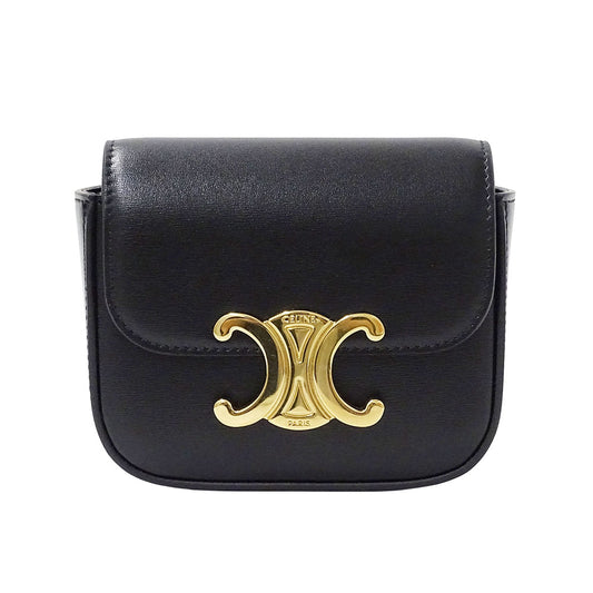 CELINE セリーヌ ミニクロード ショルダーバッグ トリオンフ ブラック レディース 【中古】