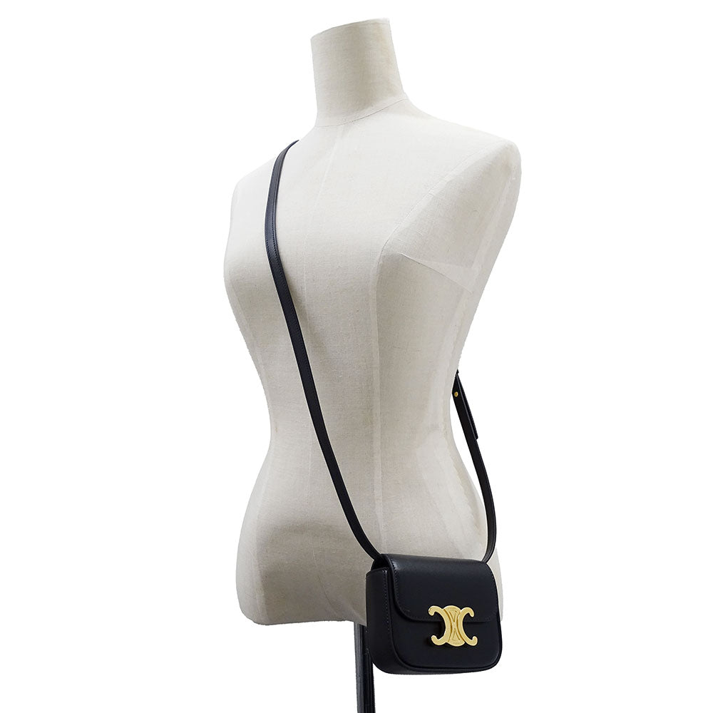 CELINE セリーヌ ミニクロード ショルダーバッグ トリオンフ ブラック レディース 【中古】