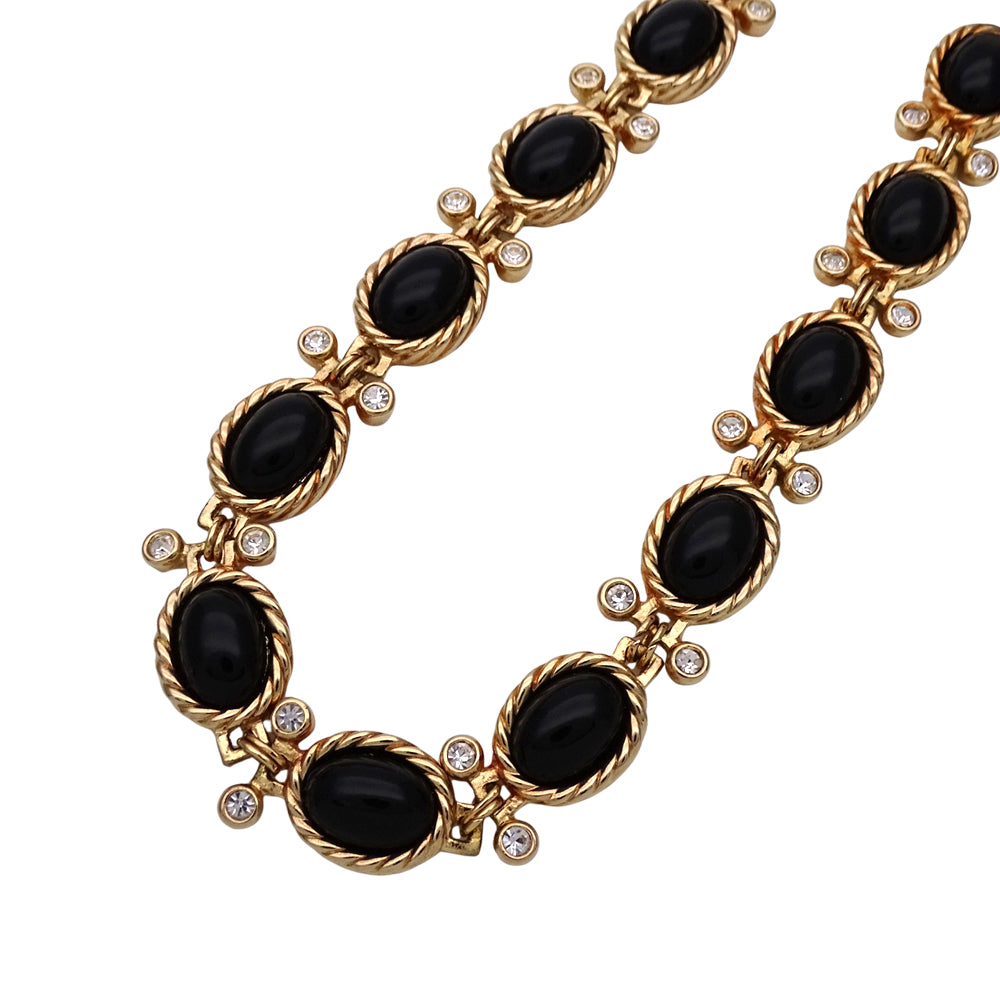 Dior ディオール ネックレス メタル ゴールド ブラック レディース 【中古】