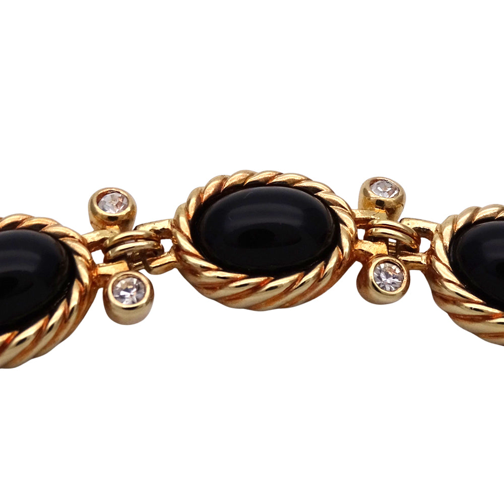 Dior ディオール ネックレス メタル ゴールド ブラック レディース 【中古】