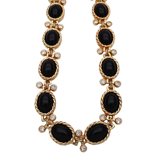 Dior ディオール ネックレス メタル ゴールド ブラック レディース 【中古】