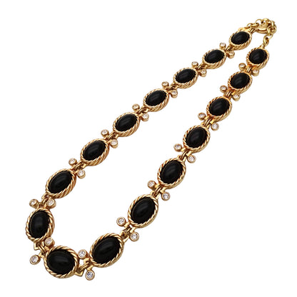 Dior ディオール ネックレス メタル ゴールド ブラック レディース 【中古】