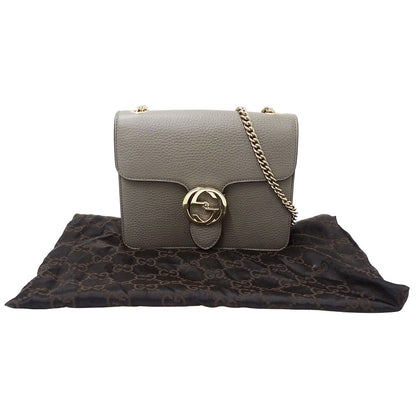 GUCCI グッチ ショルダーバッグ インターロッキングG グレー 510304 レザー レディース 【中古】