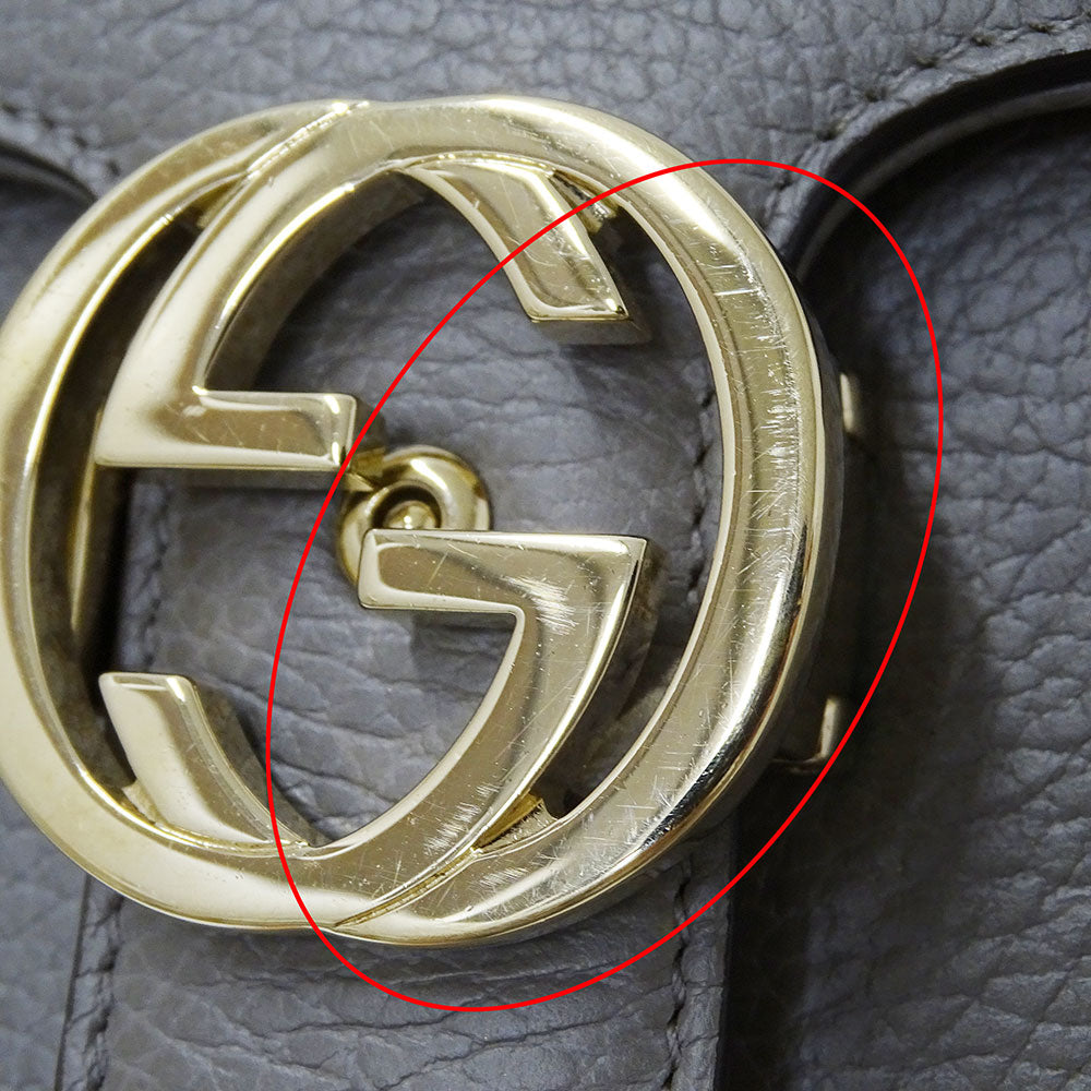 GUCCI グッチ ショルダーバッグ インターロッキングG グレー 510304 レザー レディース 【中古】