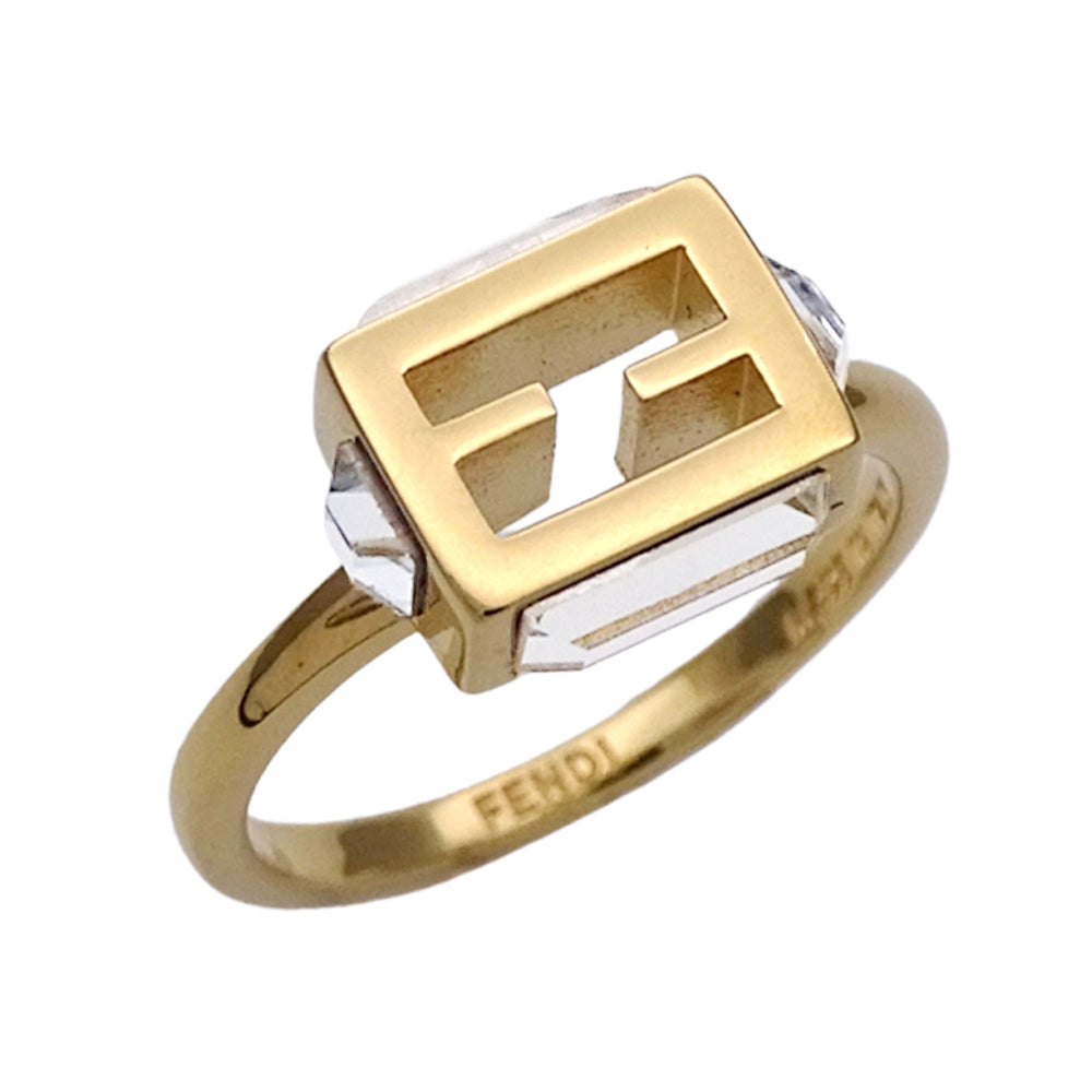 FENDI フェンディ リング 指輪 バゲット メタル ゴールド S レディース 8AH813 W2Y 【中古】