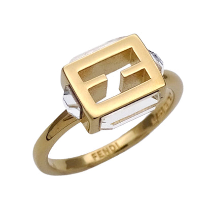 FENDI フェンディ リング 指輪 バゲット メタル ゴールド S レディース 8AH813 W2Y 【中古】