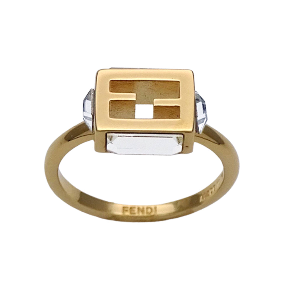 FENDI フェンディ リング 指輪 バゲット メタル ゴールド S レディース 8AH813 W2Y 【中古】