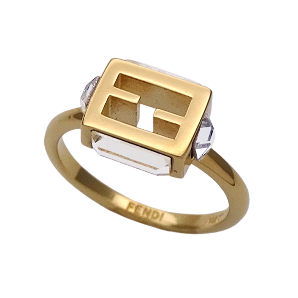 FENDI フェンディ リング 指輪 バゲット メタル ゴールド S レディース 8AH813 W2Y 【中古】