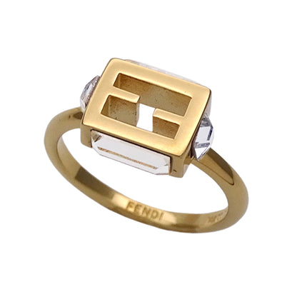FENDI フェンディ リング 指輪 バゲット メタル ゴールド S レディース 8AH813 W2Y 【中古】