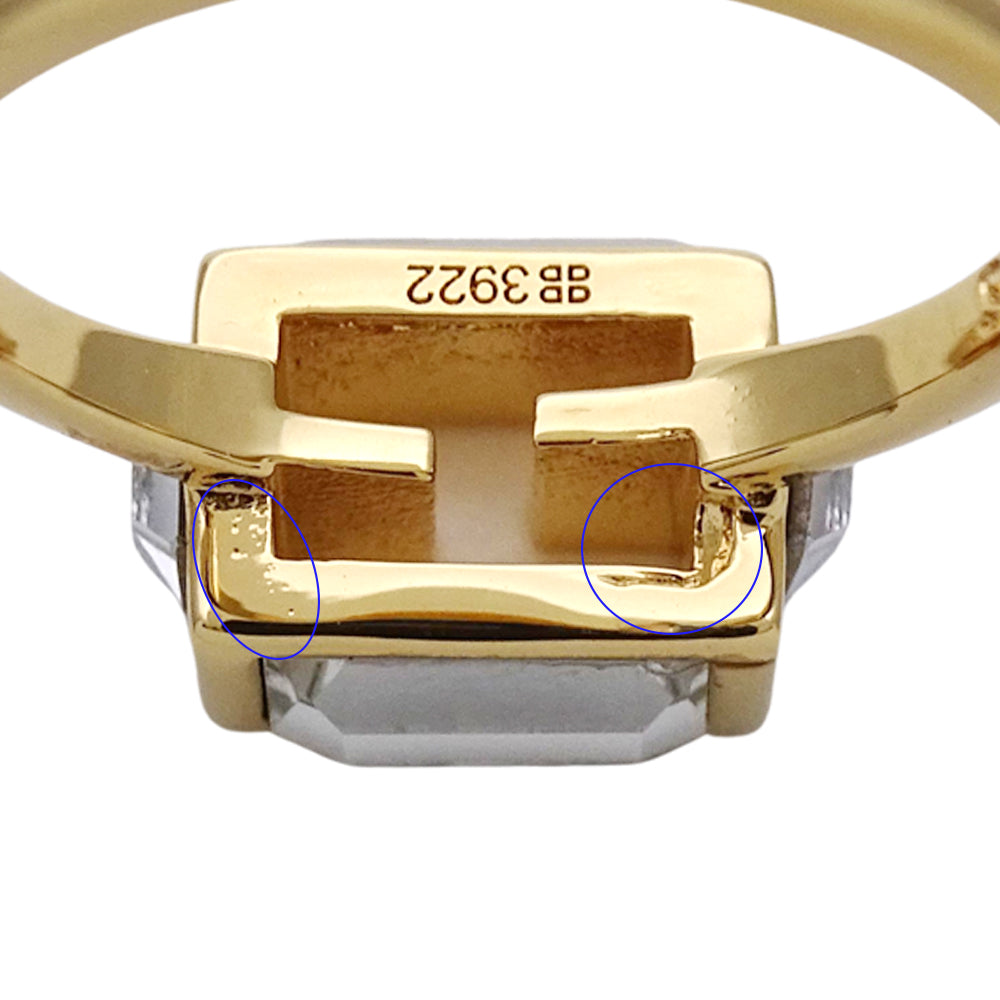FENDI フェンディ リング 指輪 バゲット メタル ゴールド S レディース 8AH813 W2Y 【中古】