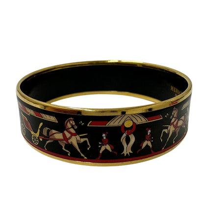 HERMES エルメス エマイユGM バングル GP ブラック ゴールド レディース 【中古】