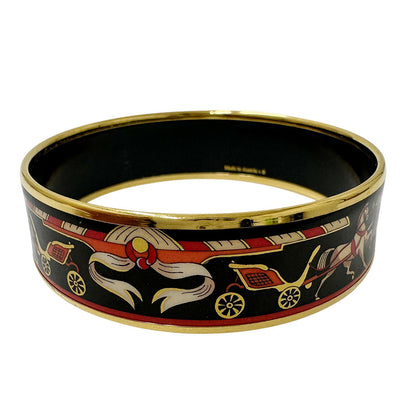 HERMES エルメス エマイユGM バングル GP ブラック ゴールド レディース 【中古】