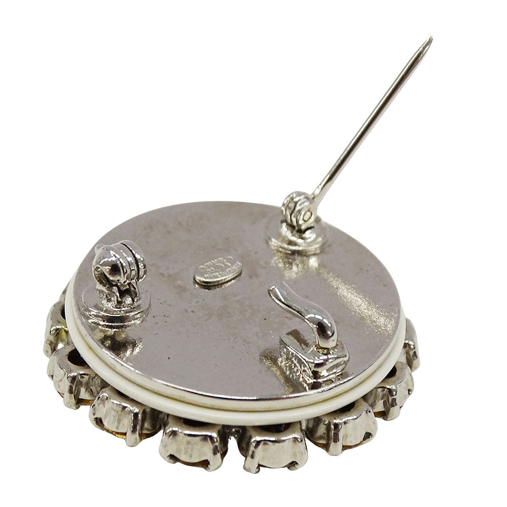 CHANEL シャネル ブローチ ラインストーン シルバー アイボリー レディース 【中古】