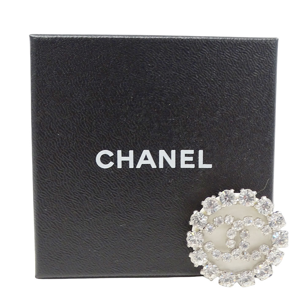 CHANEL シャネル ブローチ ラインストーン シルバー アイボリー レディース 【中古】