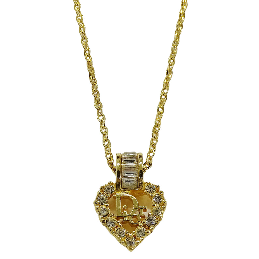 Dior ディオール ネックレス ラインストーン ゴールド レディース 【中古】