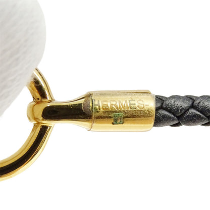 HERMES エルメス レザーブレスレット グレナン ブレスレット レザー ブラック ゴールド金具 16.5cm レディース 【中古】