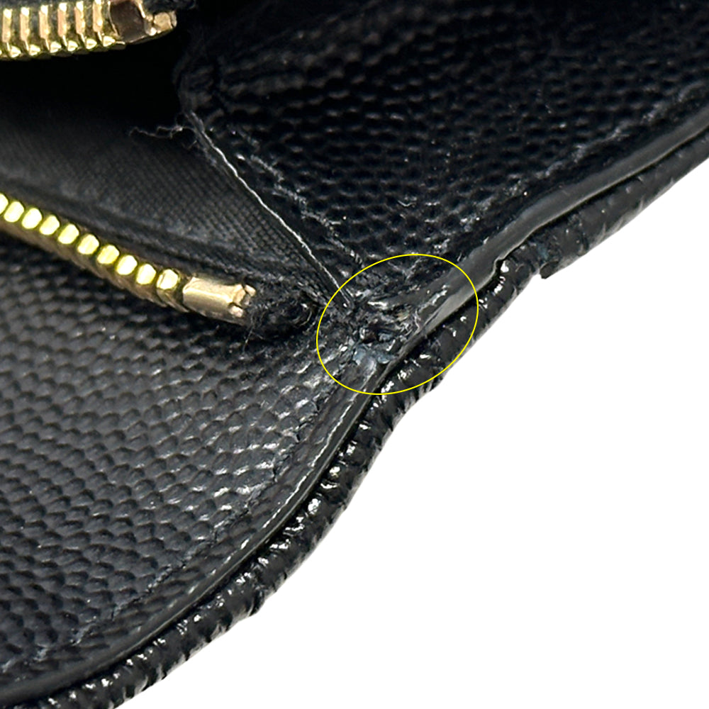 SAINT LAURENT サンローラン 三つ折り財布 ブラック ゴールド金具 403943 レザー レディース 【中古】