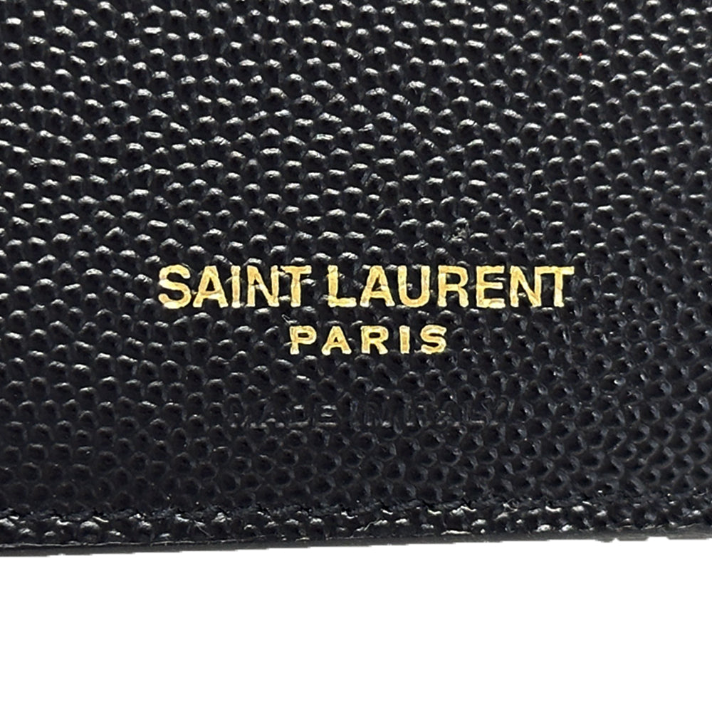 SAINT LAURENT サンローラン 三つ折り財布 ブラック ゴールド金具 403943 レザー レディース 【中古】