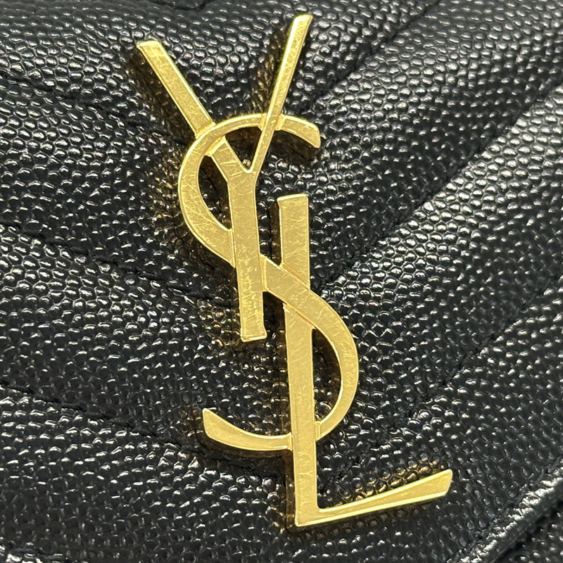 SAINT LAURENT サンローラン 三つ折り財布 ブラック ゴールド金具 403943 レザー レディース 【中古】