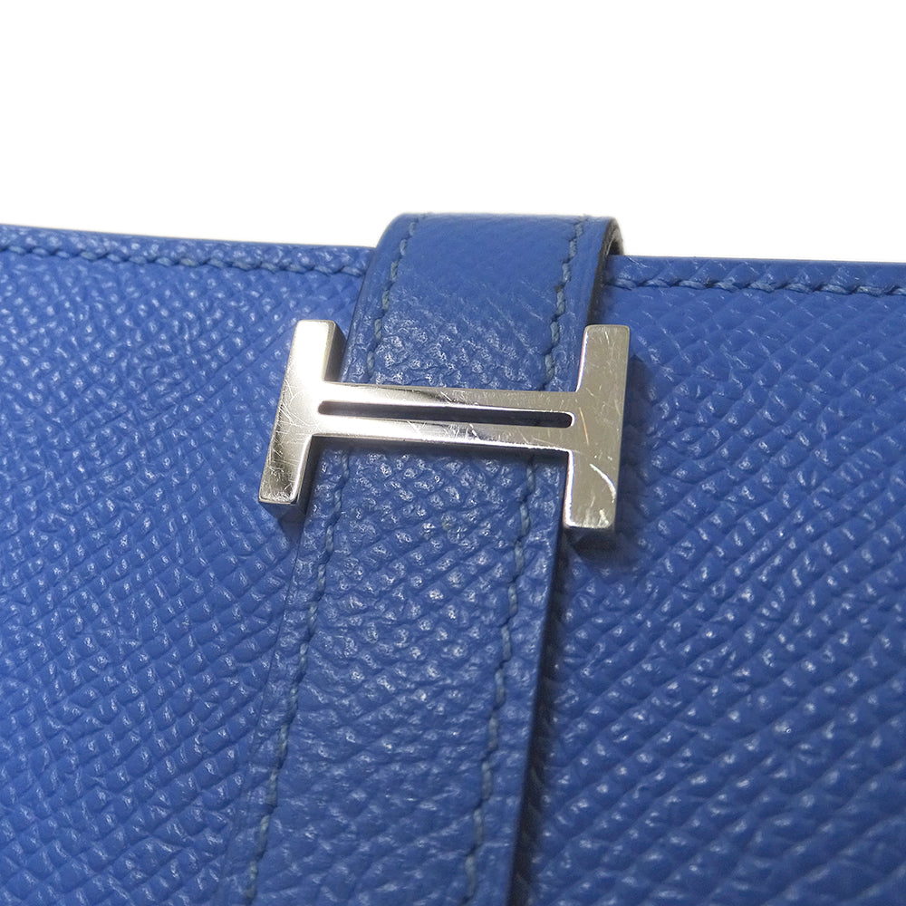 HERMES エルメス ベアン 長財布 ブルー ヴォーエプソン レディース 【中古】