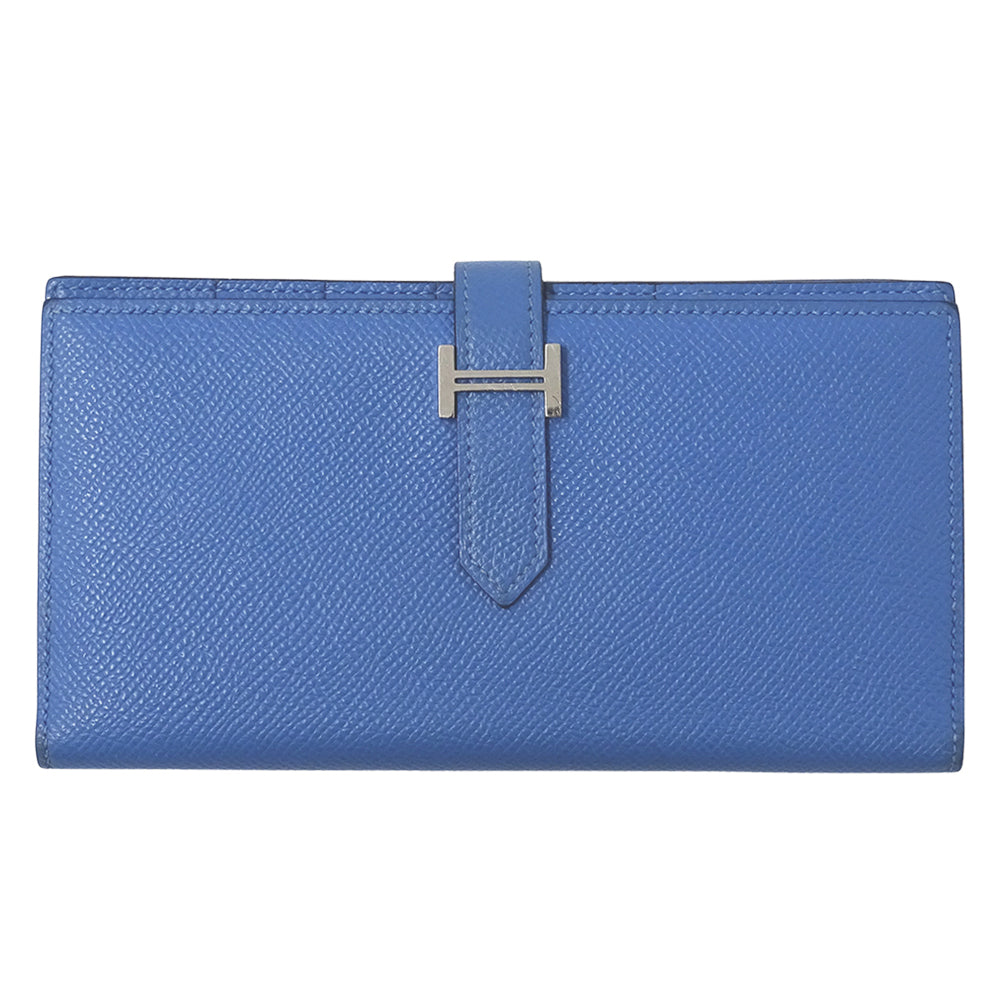 HERMES エルメス ベアン 長財布 ブルー ヴォーエプソン レディース 【中古】