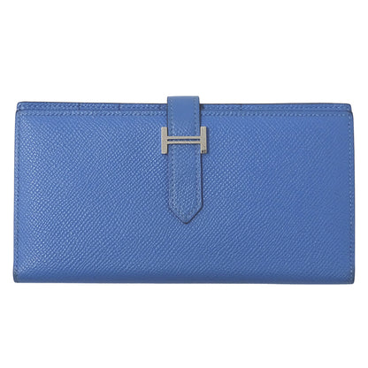 HERMES エルメス ベアン 長財布 ブルー ヴォーエプソン レディース 【中古】