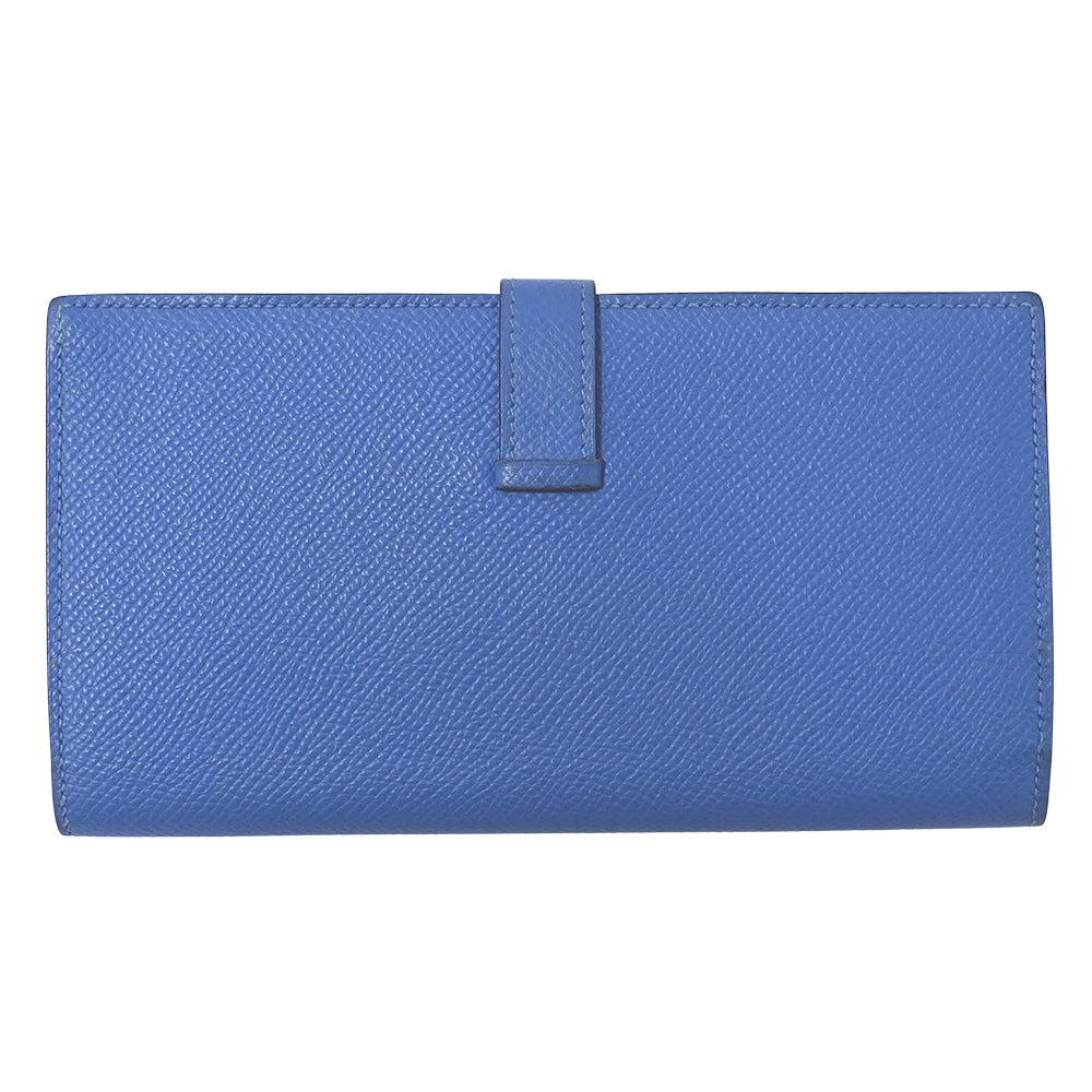 HERMES エルメス ベアン 長財布 ブルー ヴォーエプソン レディース 【中古】