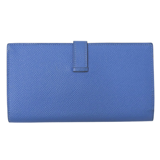 HERMES エルメス ベアン 長財布 ブルー ヴォーエプソン レディース 【中古】
