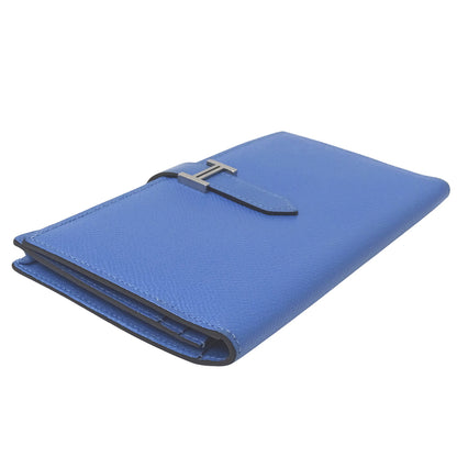 HERMES エルメス ベアン 長財布 ブルー ヴォーエプソン レディース 【中古】