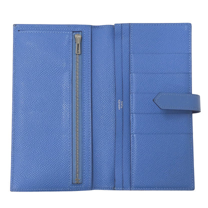 HERMES エルメス ベアン 長財布 ブルー ヴォーエプソン レディース 【中古】