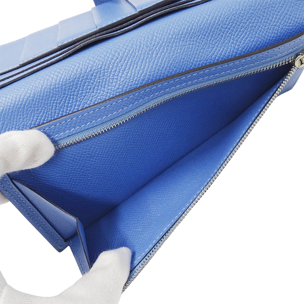 HERMES エルメス ベアン 長財布 ブルー ヴォーエプソン レディース 【中古】