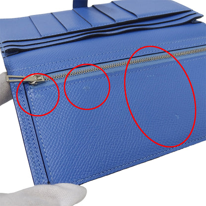 HERMES エルメス ベアン 長財布 ブルー ヴォーエプソン レディース 【中古】