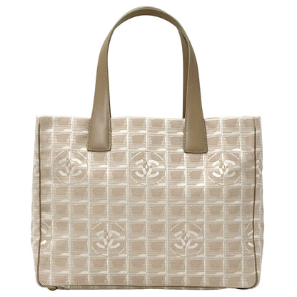 CHANEL シャネル トートバッグ ニュートラベル トートMM ベージュ シルバー金具 ナイロン レディース 【中古】