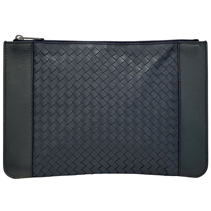 BOTTEGAVENETA ボッテガ・ヴェネタ クラッチ・セカンドバッグ イントレチャート ネイビー レザー メンズ 【中古】