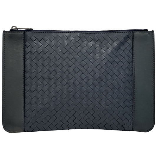 BOTTEGAVENETA ボッテガ・ヴェネタ クラッチ・セカンドバッグ イントレチャート ネイビー レザー メンズ 【中古】