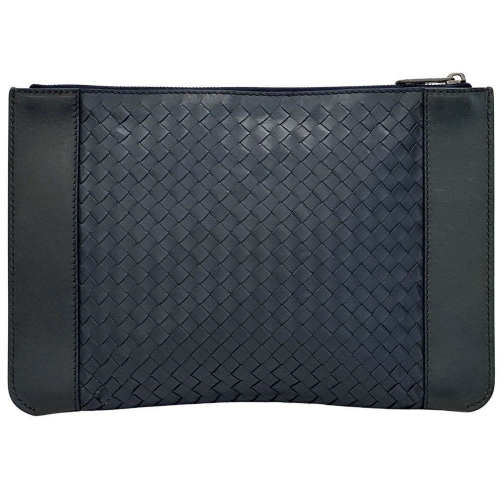 BOTTEGAVENETA ボッテガ・ヴェネタ クラッチ・セカンドバッグ イントレチャート ネイビー レザー メンズ 【中古】