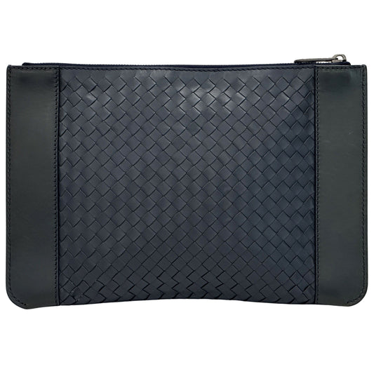 BOTTEGAVENETA ボッテガ・ヴェネタ クラッチ・セカンドバッグ イントレチャート ネイビー レザー メンズ 【中古】