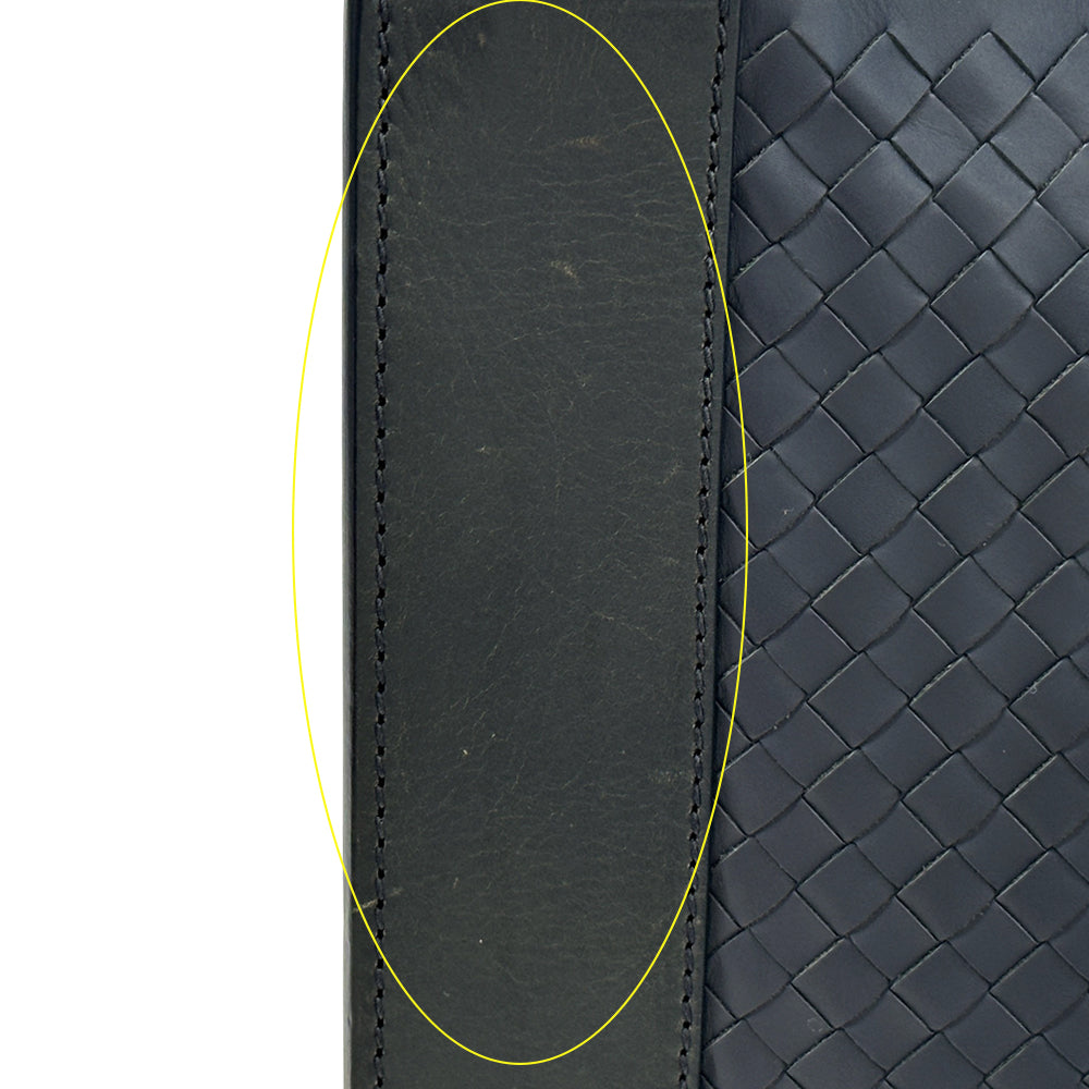 BOTTEGAVENETA ボッテガ・ヴェネタ クラッチ・セカンドバッグ イントレチャート ネイビー レザー メンズ 【中古】