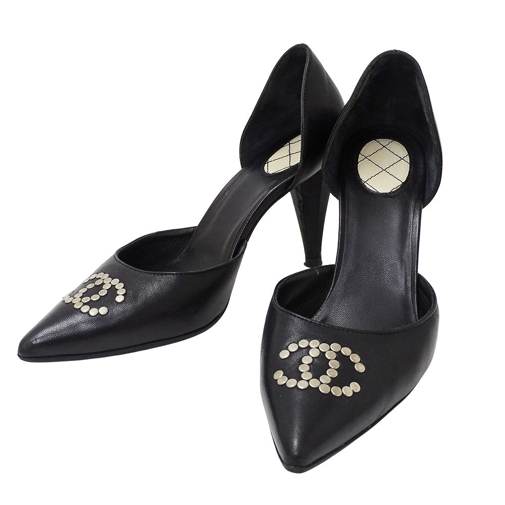 CHANEL シャネル パンプス ブラック レザー レディース 【中古】