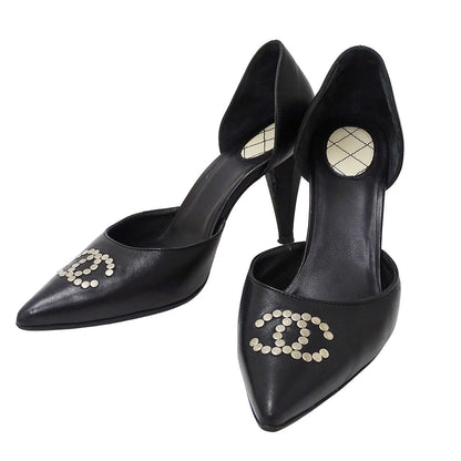 CHANEL シャネル パンプス ブラック レザー レディース 【中古】