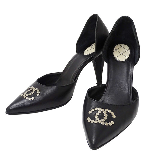 CHANEL シャネル パンプス ブラック レザー レディース 【中古】