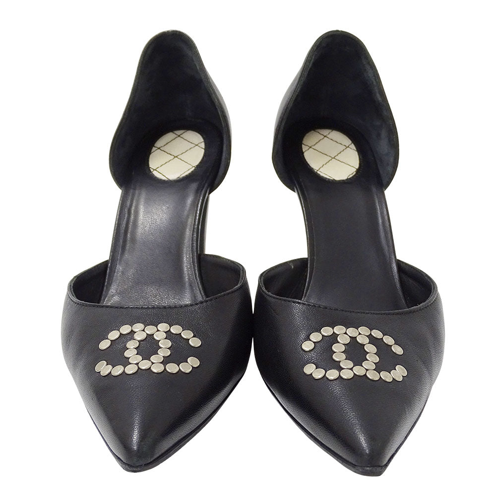 CHANEL シャネル パンプス ブラック レザー レディース 【中古】