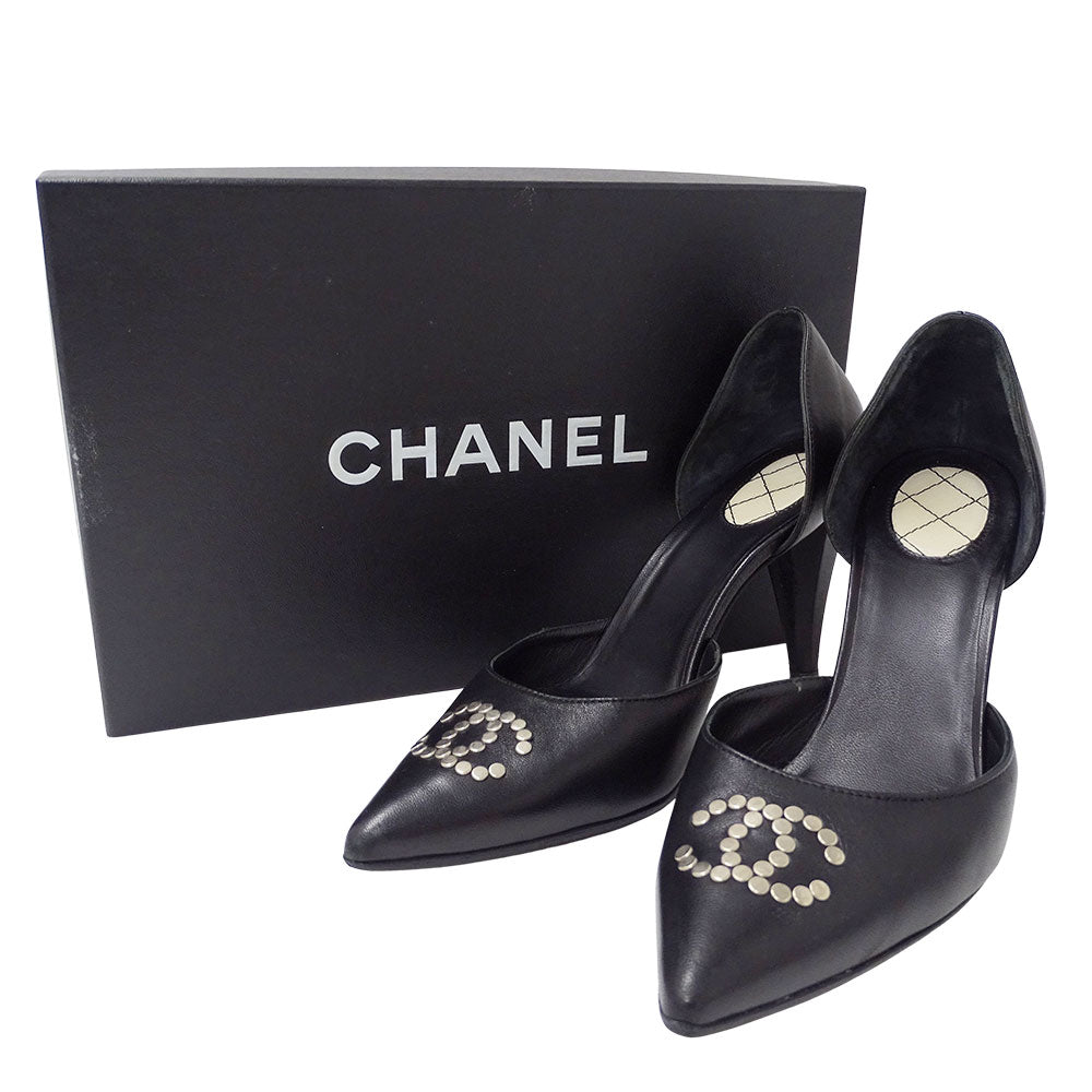 CHANEL シャネル パンプス ブラック レザー レディース 【中古】