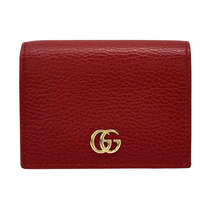 GUCCI グッチ ダブルG ミニウォレット 二つ折り財布 プチマーモント レッド 456126 レザー レディース メンズ 【中古】