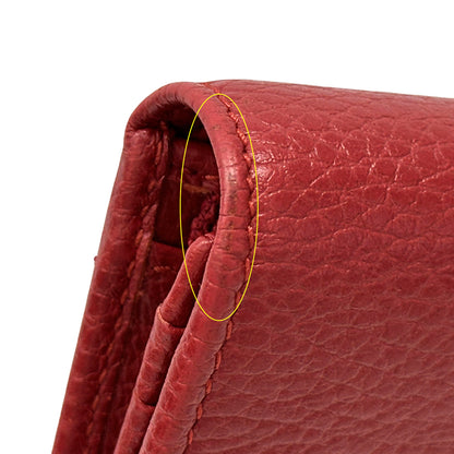 GUCCI グッチ ダブルG ミニウォレット 二つ折り財布 プチマーモント レッド 456126 レザー レディース メンズ 【中古】