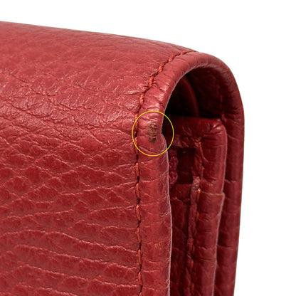 GUCCI グッチ ダブルG ミニウォレット 二つ折り財布 プチマーモント レッド 456126 レザー レディース メンズ 【中古】