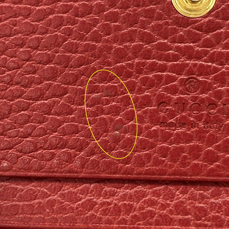 GUCCI グッチ ダブルG ミニウォレット 二つ折り財布 プチマーモント レッド 456126 レザー レディース メンズ 【中古】